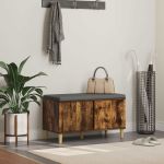 Bancă pentru hol cu pernă cu ușă Stejar fumuriu 60 x 38 x 46 cm GartenMobel Dekor