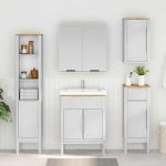 Dulap de baie înalt Alb 36 x 30 x 160 cm Lemn masiv de pin GartenMobel Dekor