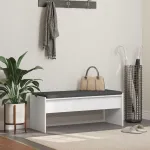 Bancă pentru hol cu pernă Alb 100 x 38 x 46 cm GartenMobel Dekor