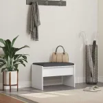 Bancă pentru hol cu pernă Alb 60 x 38 x 46 cm GartenMobel Dekor