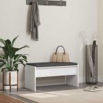 Bancă pentru hol cu pernă Alb 80 x 38 x 46 cm GartenMobel Dekor