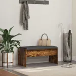 Bancă pentru hol cu pernă Stejar fumuriu 80 x 38 x 46 cm GartenMobel Dekor