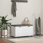 Bancă pentru hol cu pernă cu depozitare Alb 80 x 38 x 46 cm GartenMobel Dekor