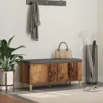 Bancă pentru hol cu pernă cu ușă Lemn vechi 60 x 38 x 46 cm GartenMobel Dekor