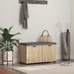 Bancă pentru hol cu pernă cu ușă Stejar Sonoma 80 x 38 x 46 cm GartenMobel Dekor