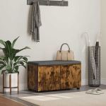 Bancă pentru hol cu pernă cu ușă Stejar fumuriu 80 x 38 x 46 cm GartenMobel Dekor