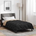 Duvet de iarnă Negru și Taupe 220 x 140 cm Microfibră GartenMobel Dekor