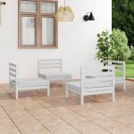Set mobilier de grădină, 4 piese, alb, lemn masiv de pin GartenMobel Dekor
