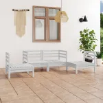 Set mobilier de grădină, 4 piese, alb, lemn masiv de pin GartenMobel Dekor