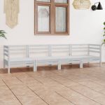 Set mobilier de grădină, 4 piese, alb, lemn masiv de pin GartenMobel Dekor