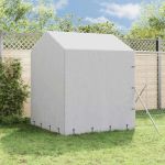 Padoc exterior cu acoperiș argintiu 2x14x2,5 m oțel galvanizat GartenMobel Dekor