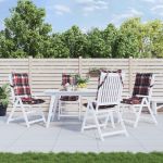 Perne scaun cu spătar înalt, 4 buc., roșu carouri textil oxford GartenMobel Dekor