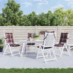 Perne scaun cu spătar înalt, 4 buc., roșu carouri textil oxford GartenMobel Dekor