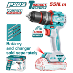 TOTAL - MASINA DE GAURIT CU PERCUTIE - 20V - 55N.m MOTOR FARA PERII (NU INCLUDE ACUMULATOR) PowerTool TopQuality