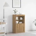 Bufet LED Maro 60 x 37 x 100 cm Lemn compozit GartenMobel Dekor