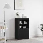 Bufet LED Stejar Negru 60,5 x 37 x 100 cm Lemn compozit GartenMobel Dekor