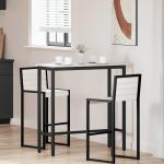 masă Alb 100 x 40 x 101 cm Lemn ingineresc și oțel GartenMobel Dekor