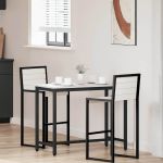 masă Alb 100 x 50 x 77 cm Lemn ingineresc și oțel GartenMobel Dekor