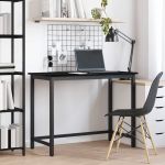 masă Stejar Negru 80 x 50 x 76,5 cm Lemn ingineresc și oțel GartenMobel Dekor