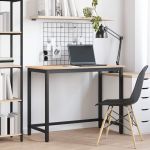 masă natural 100 x 50 x 77 cm Lemn ingineresc și oțel GartenMobel Dekor