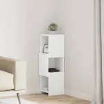 Dulap de colț Alb 25,5x25x80cm Lemn compozit GartenMobel Dekor