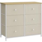 SONGMICS Comoda cu 6 sertare textile, cadru metalic, 80x30x71 cm, alb si crem Household NewTrend
