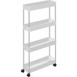 SONGMICS Carucior de depozitare pe roti, pentru bucatarie sau baie, din plastic, cu 4 nivele, 40x13x88cm, alb Household NewTrend