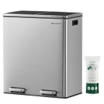 SONGMICS Cos de gunoi din inox cu 2 compartimente colectare selectiva, cu galeti interioare, 2x30litri, argintiu Household NewTrend
