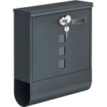 SONGMICS Cutie postala de exterior, pentru gard sau perete, din otel zincat, cu incuietoare, 31x10x34cm, gri Household NewTrend