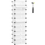 SONGMICS Dulap de depozitare pantofi modular, configurabil cu 10 compartimente, 43x31x173cm, alb Household NewTrend