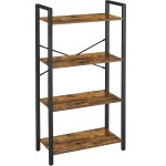VASAGLE Biblioteca cu 4 etaje din lemn, cadru otel, stil industrial, 66x30x120cm, maro rustic Household NewTrend