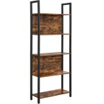 VASAGLE Biblioteca cu 5 rafturi de depozitare, cadru otel, stil industrial, 62x24x165cm, maro rustic si negru Household NewTrend