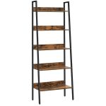 VASAGLE Biblioteca tip scara, cadru otel cu 5 polite, stil industrial, 60x30x170 cm, maro Household NewTrend
