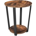 VASAGLE Masa de cafea rotunda cu cadru de otel, stil industrial, 50x57cm, maro rustic si negru Household NewTrend