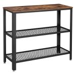 VASAGLE Masa de intrare, cadru metalic cu 3 polite din MDF, 35x102x80cm, maro rustic si negru Household NewTrend