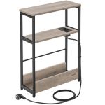 VASAGLE Masuta ingusta cu priza si porturi de incarcare USB, 3 rafturi, 45x18x58 cm, gri Household NewTrend