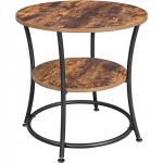 VASAGLE Masuta laterala rotunda, tip noptiera, cu 2 rafturi, cadru de otel, 55x55cm, maro rustic Household NewTrend