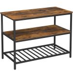 VASAGLE Raft de bucatarie tip insula, cadru de otel cu 3 nivele, stil industrial, 60x120x90cm, maro Household NewTrend