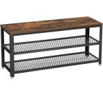 VASAGLE Raft pentru pantofi cu 2 polite, 100x30x45cm, otel, stil industrial, maro rustic si negru Household NewTrend
