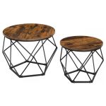 VASAGLE Set de 2 mese de cafea, stil industrial, 50x40cm si 40x36cm, maro rustic si negru Household NewTrend