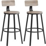 VASAGLE Set de 2 scaune de bar inalte cu spatar, cadru din otel, industrial, 54x99cm, gri stejar Household NewTrend
