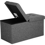 SONGMICS Taburet pliabil cu sezut moale, spatiu de depozitare 80litri, maxim 300kg, 76x38x38cm, gri Household NewTrend