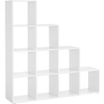 VASAGLE Biblioteca cu 10 compartimente, unitate de depozitare pentru decoratiuni, din lemn, 29x129x129cm, alb Household NewTrend