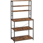 VASAGLE Raft de bucatarie cu spatiu pentru cuptorul cu microunde, 6 rafturi, otel, industrial, 40x80x167cm, maro retro si negru Household NewTrend