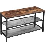VASAGLE Raft pentru pantofi, cu 2 nivele, metal, 80x30x44cm, stil industrial, maro rustic si negru Household NewTrend