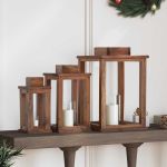 Felinar 3 pcs natural Lemn de mahon GartenMobel Dekor