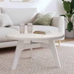 Blat de masă rotund, alb, Ø80x3 cm, lemn masiv de pin GartenMobel Dekor