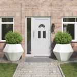 Jardinieră 2 pcs Alb 100 x 100 x 80 cm Oțel GartenMobel Dekor