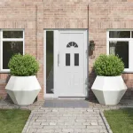 Jardinieră 2 pcs Alb 100 x 100 x 80 cm Oțel GartenMobel Dekor