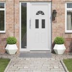 Jardinieră 2 pcs Alb 50 x 50 x 40 cm Oțel GartenMobel Dekor